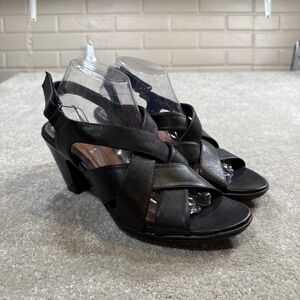 EuroSoft Sofft Verlita Strappy Slingback Sandal Black Criss Cross Heel NWOB 10M